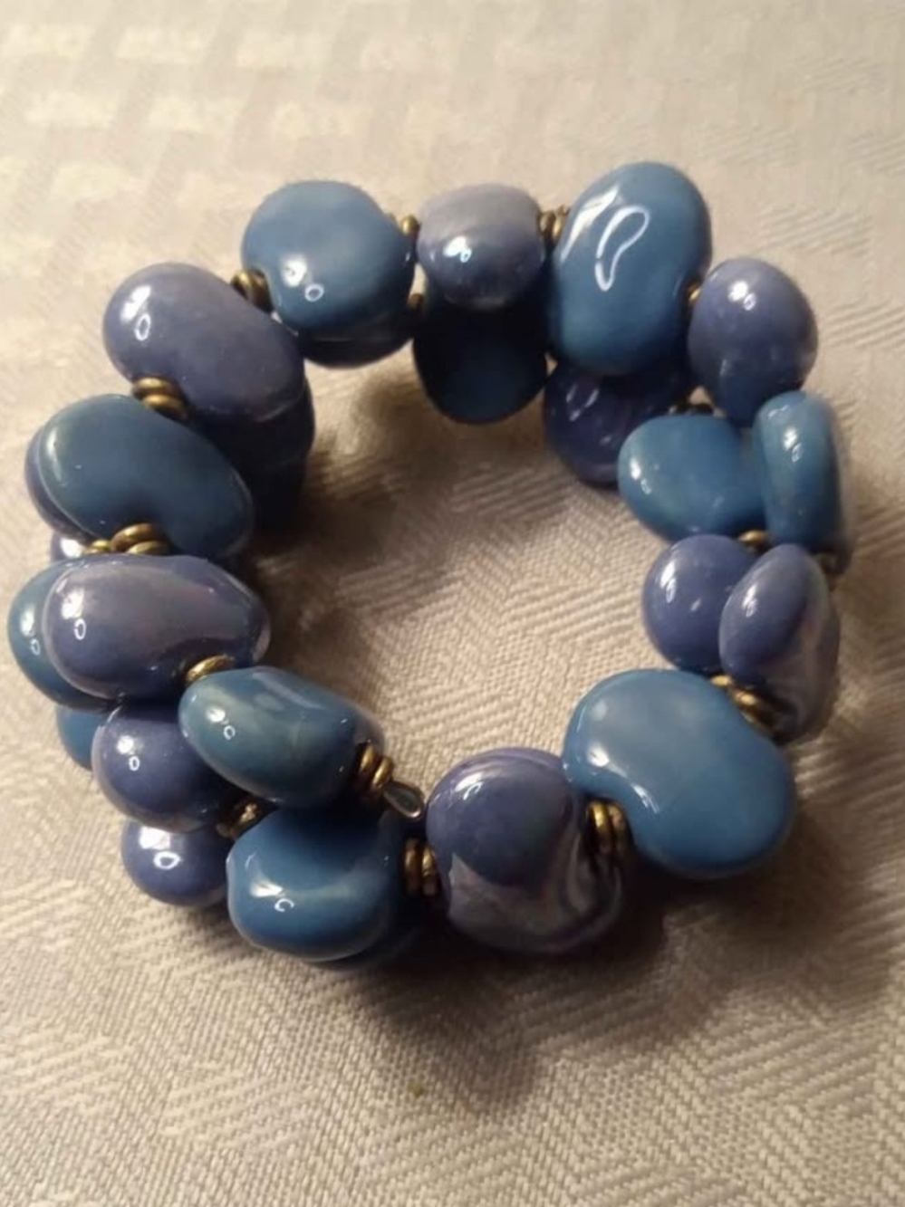 Kazuri Beaded Bracelet in Blue & Purple